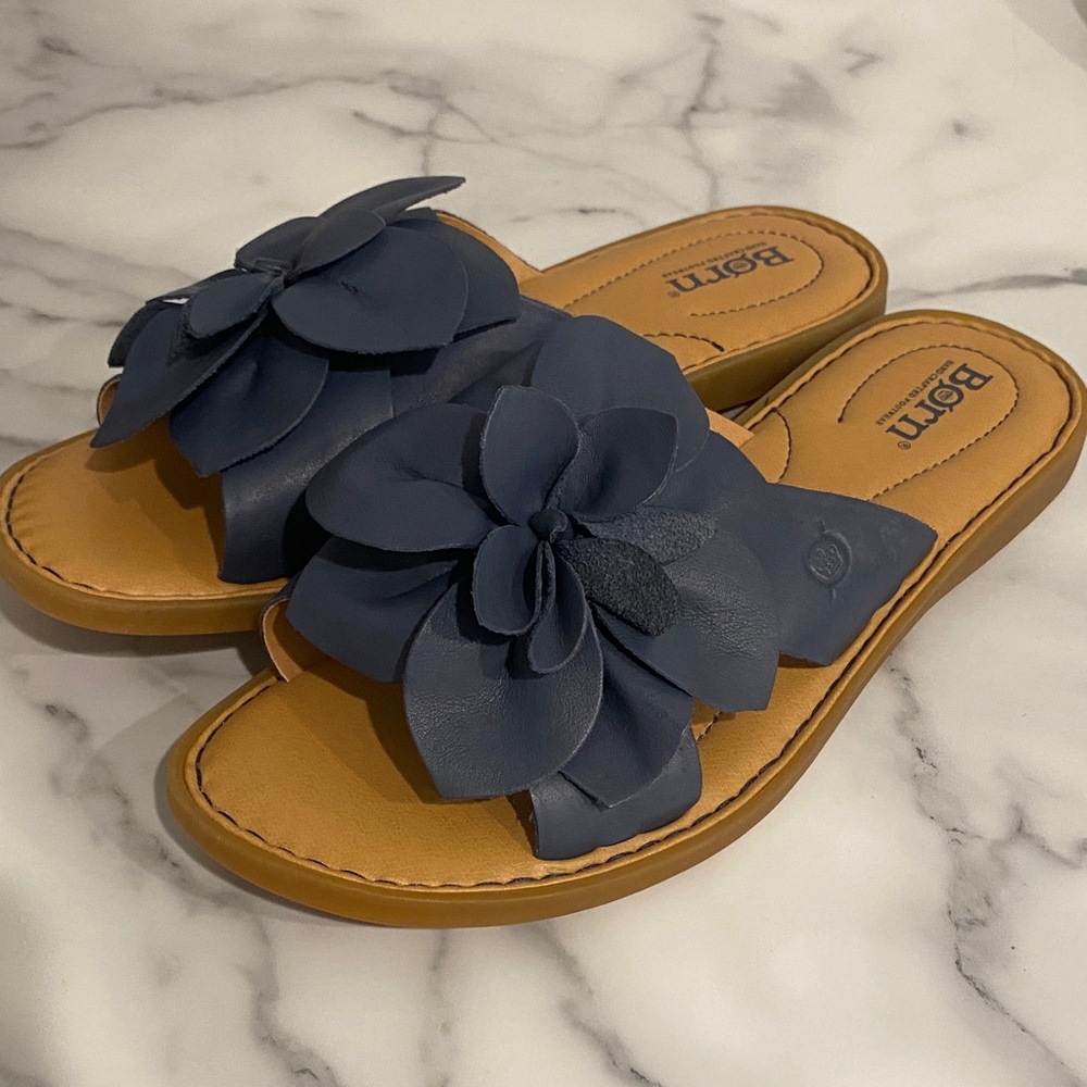 Born Women's Navy Floral Slide Sandals